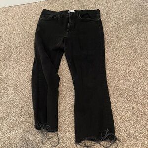 NWOT Zara black Raw hem flare crop Jean. Size US 14